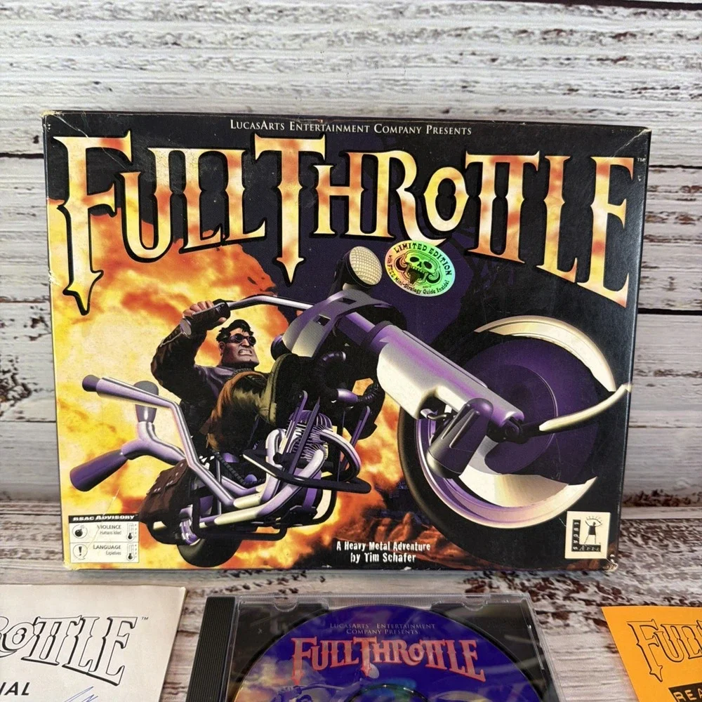 Full Throttle (PC, 1995) - LucasArts - Rare Complete (CIB) Big Box - VERY GOOD!